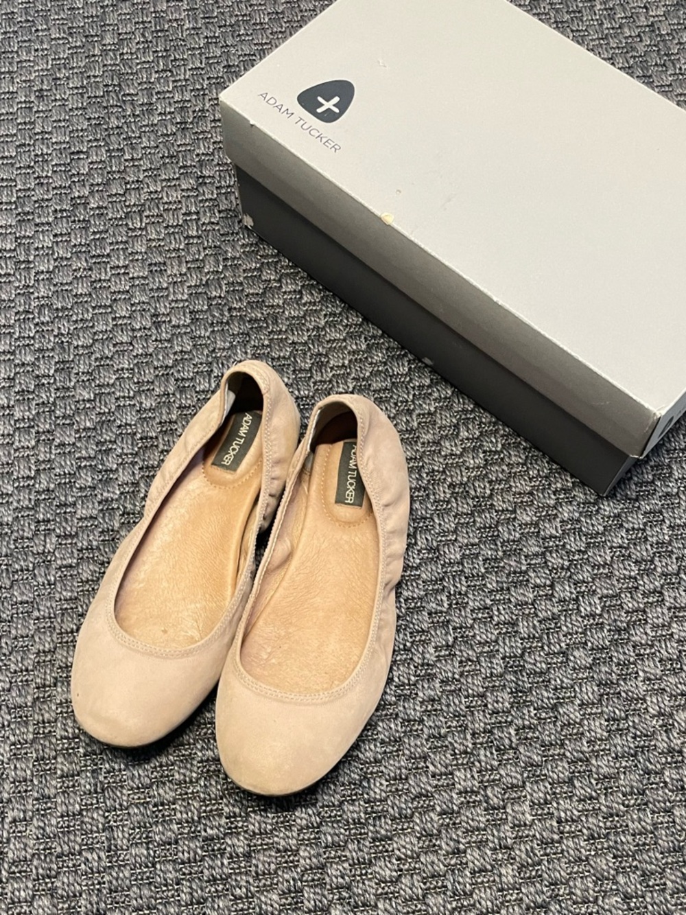 Adam Tucker Nude/Taupe Suede Ballet Flats